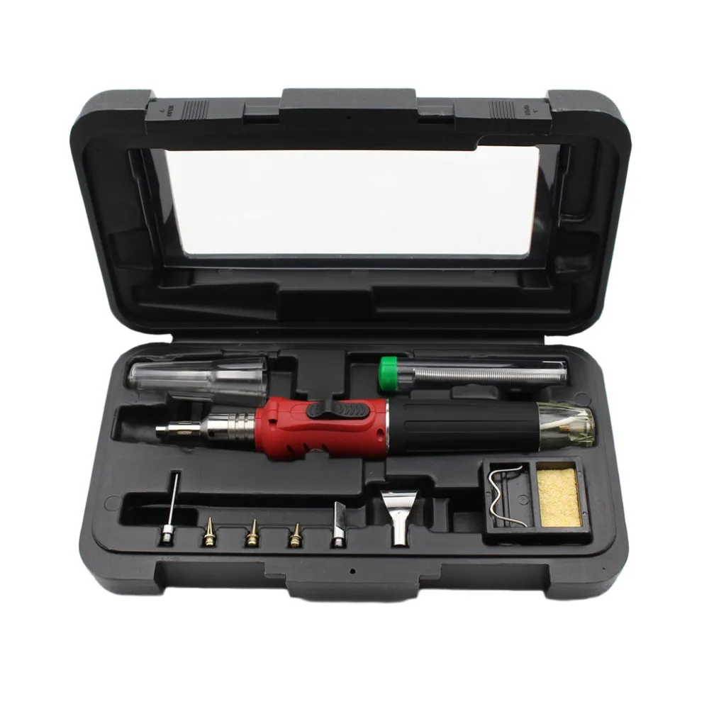 10 in 1 HS-1115K Electronic Ignition Gas Soldering Iron Kit Set Gas Blow Torch Solder Iron Gun Welding Pen Burner Tools HS-1115K
10 in 1 HS-1115K Electronic Ignition Gas Soldering Iron Kit Set Gas Blow Torch Solder Iron Gun Welding Pen Burner Tools HS-1115K