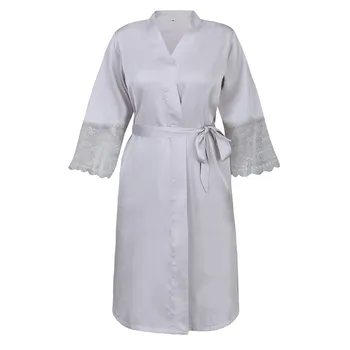 Elegant Solid Gray Women Kimono Robe Comfortable Satin Soft Bathrobe Gown Sleepwear Sexy Lace Short Nightgown Wedding Robe
Elegant Solid Gray Women Kimono Robe Comfortable Satin Soft Bathrobe Gown Sleepwear Sexy Lace Short Nightgown Wedding Robe
