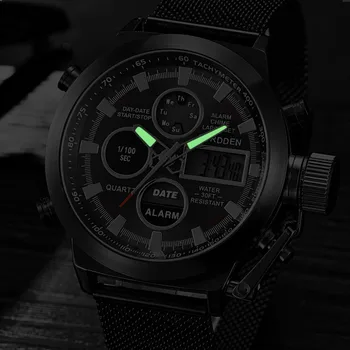 New Wristwatch Male Men's Watch Wrist Dual Time LED Digital Analog Quartz Movt Steel Band relogio masculino часы мужские
New Wristwatch Male Men's Watch Wrist Dual Time LED Digital Analog Quartz Movt Steel Band relogio masculino часы мужские