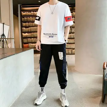 Summer short-sleeved sports suit male Korean version of functional trend tooling nine-point pants students all-match round neck
Summer short-sleeved sports suit male Korean version of functional trend tooling nine-point pants students all-match round neck