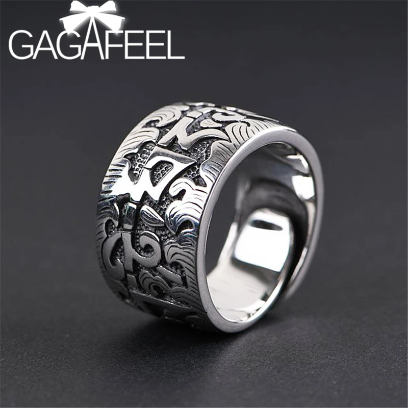 GAGAFEEL Ethnic Style Sanskrit Wide Ring Thai Silver Adjustable Rings Six-character Proverbs Open Ring for Men Jewelry
GAGAFEEL Ethnic Style Sanskrit Wide Ring Thai Silver Adjustable Rings Six-character Proverbs Open Ring for Men Jewelry