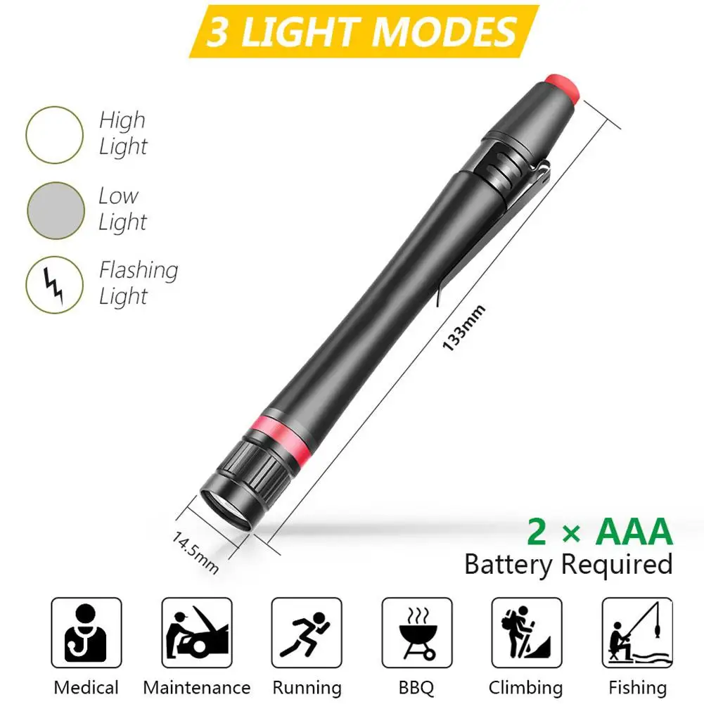 Mini LED Pen Flashlight Strong Light IP67 Versatile Portable Waterproof Pen Flashlight Flashlight with Pen Clasp for Medical Use
Mini LED Pen Flashlight Strong Light IP67 Versatile Portable Waterproof Pen Flashlight Flashlight with Pen Clasp for Medical Use