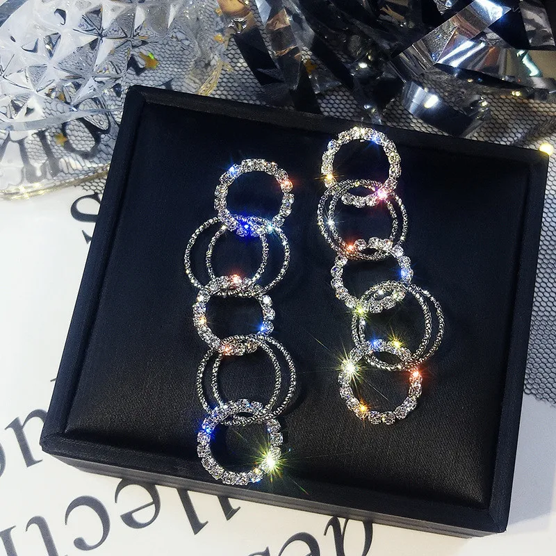 FYUAN Fashion Multiple Small Circle Drop Earrings for Women Bijoux Long Gold Silver Color Rhinestone Earrings Party Jewelry Gift
FYUAN Fashion Multiple Small Circle Drop Earrings for Women Bijoux Long Gold Silver Color Rhinestone Earrings Party Jewelry Gift