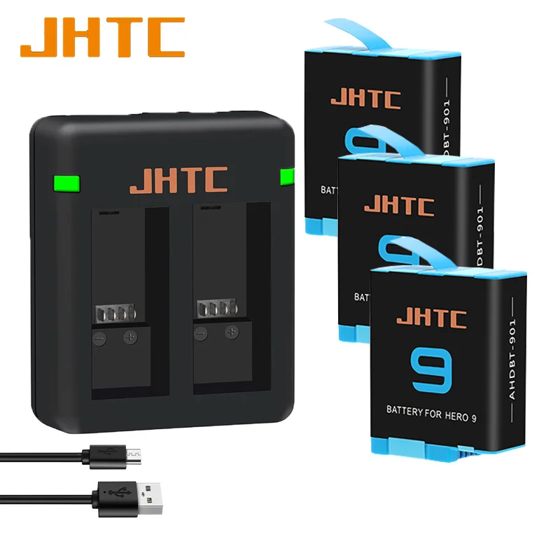 

JHTC Battery For Gopro Hero 9 Black Li-ion Batteria Camera Accessories 1800mAh for Gopro Hero 10 Camera Batteries Charger
