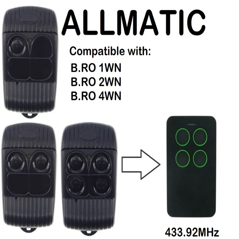 Compatible Remote control for ALLMATIC BRO1WN, BRO 2WN, BRO4WN Rolling code