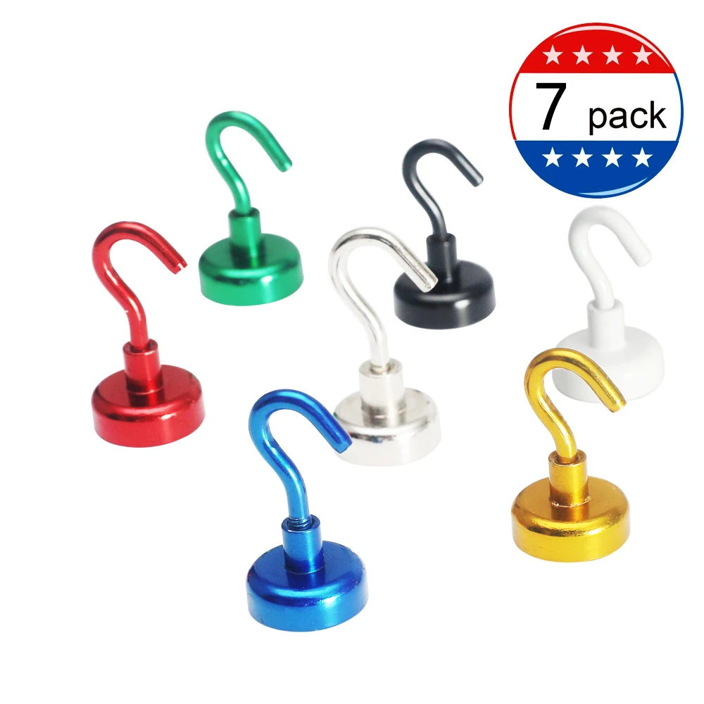 7 pack colorful magnet hooks 3 layer coating Nickel multi purpose heavy duty fridge magnets
7 pack colorful magnet hooks 3 layer coating Nickel multi purpose heavy duty fridge magnets