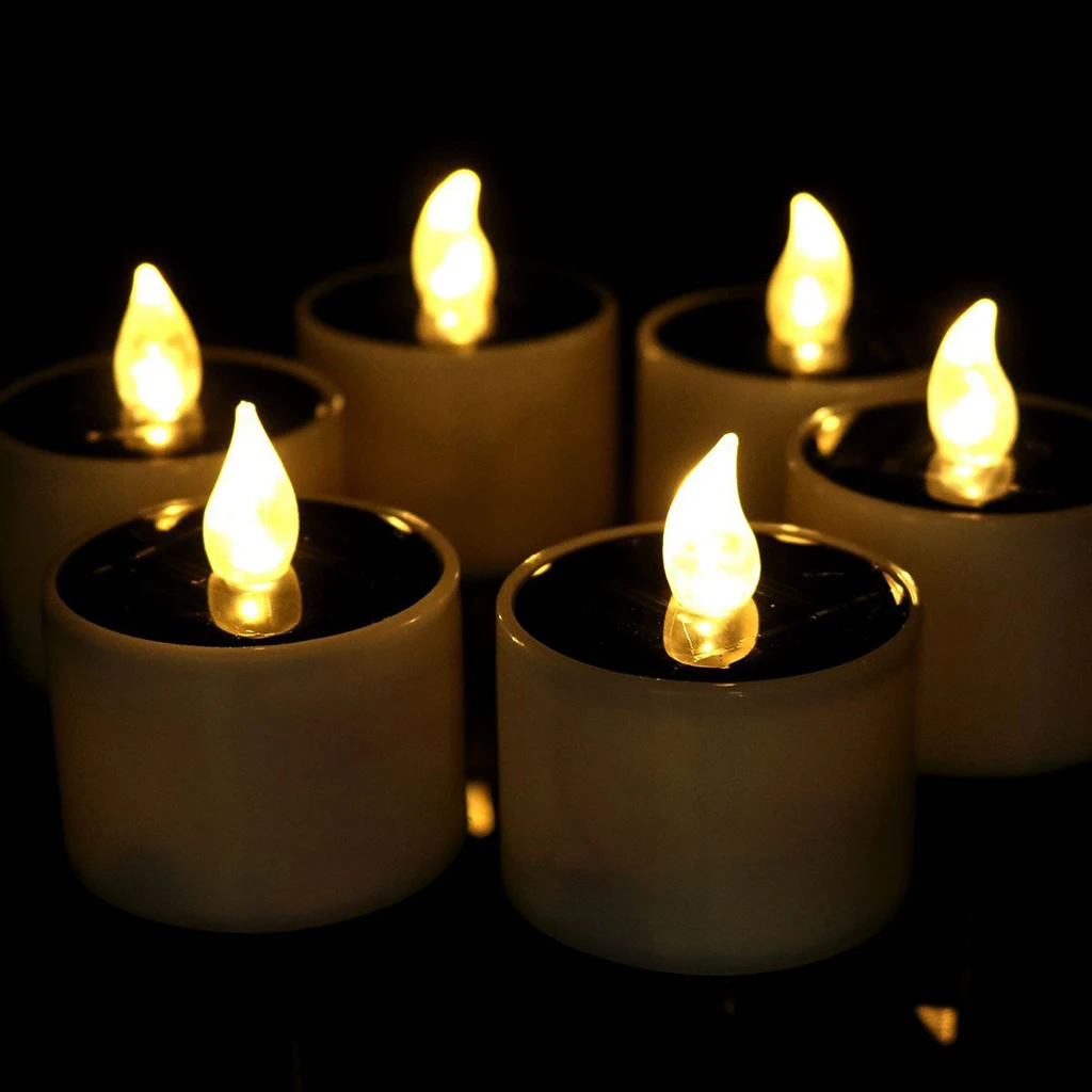 Solar Operated LED Candle Flicking Flameless Tea Light for Wedding Home Decoration, Yellow Solar Operated LED Candle Flicking Flameless Tea Light for Wedding Home Decoration, Yellow