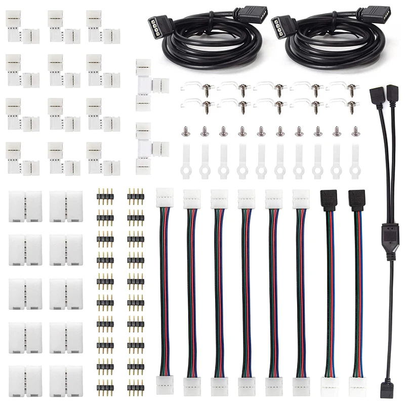 LED 5050 Connector Kit 10 mm 4-Pin, Including Most Solderless LED Strip Connectors, Provides Most Parts for DIY
LED 5050 Connector Kit 10 mm 4-Pin, Including Most Solderless LED Strip Connectors, Provides Most Parts for DIY
