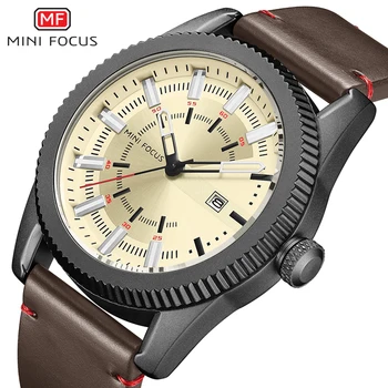 

Minifocus Mens Watches Top Brand Luxury Waterproof Hours Date Quartz Clock Male Leather Sport Wrist Watch Relogio Masculino