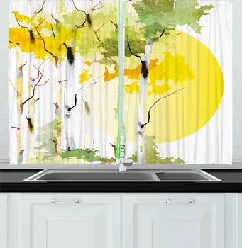 Nature Kitchen Window Curtains Birch Tree Forest Bushes Watercolors with Big Sun Natural Artwork Window for Kitchen Cafe Decor
Nature Kitchen Window Curtains Birch Tree Forest Bushes Watercolors with Big Sun Natural Artwork Window for Kitchen Cafe Decor