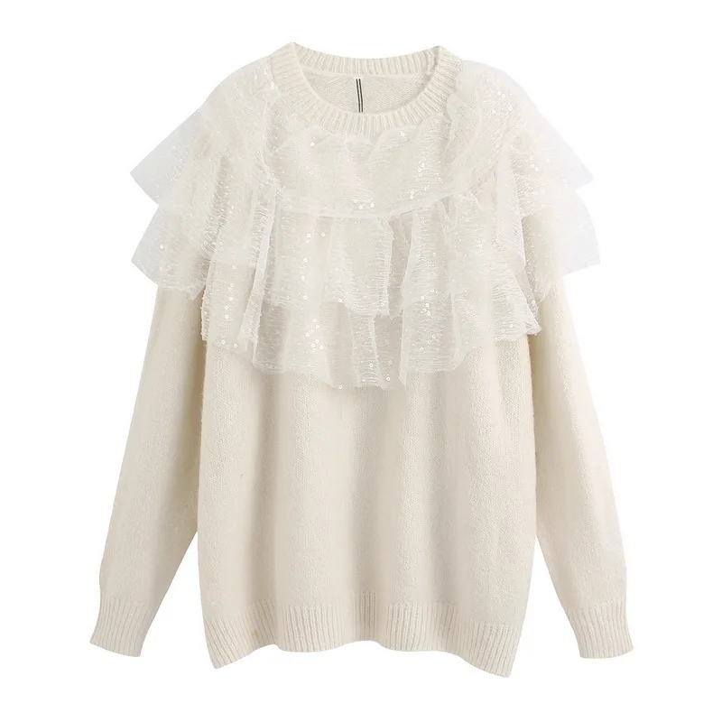 Personality Women Sweater Autumn 2019 New Fashion Patchwork Mesh Sequins Modern Lady Loose Pullovers
Personality Women Sweater Autumn 2019 New Fashion Patchwork Mesh Sequins Modern Lady Loose Pullovers