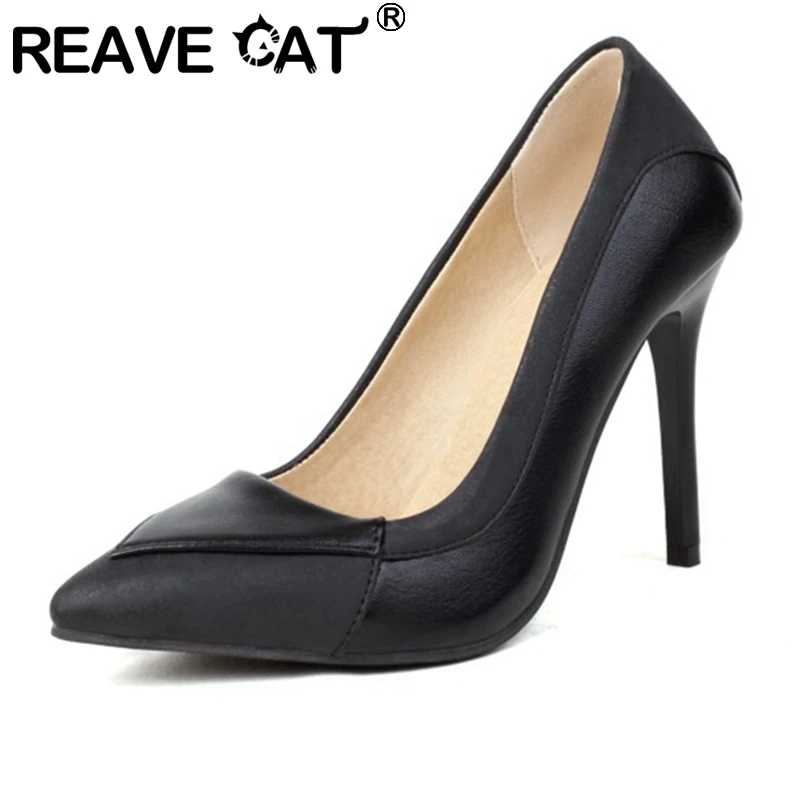 

REAVE CAT High Nude Heels Women Pumps Sexy Pointed Toe Wedding Party Shoes Stilettos Black Stiletto Plus Size 32-48 F1665