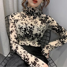 Gauze Turtleneck Womens Clothing Floral Lace Casual Tops T Shirts Female Long Sleeve Slim Spring New Fashion T-Shirt Tees Femme
Gauze Turtleneck Womens Clothing Floral Lace Casual Tops T Shirts Female Long Sleeve Slim Spring New Fashion T-Shirt Tees Femme