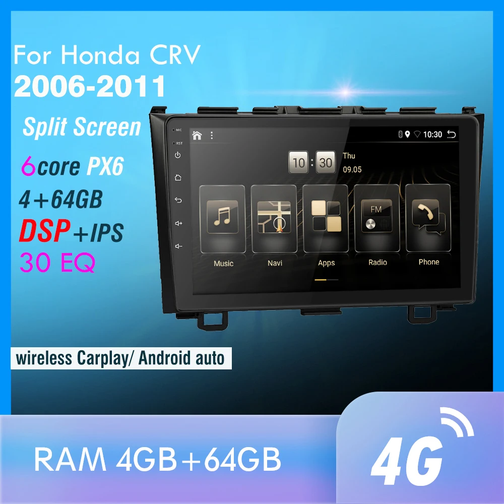 Автомобильный радиоприемник PX6 Android 10 0 DSP для Hon da CRV 3 2006 2007 2008 2009 2011 мультимедийный