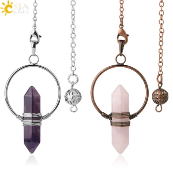 CSJA Natural Gem Stone Pendulums Crystal Healing Pointed Hexagon Pillar Circle Wire Wrap Dangle Pendant for Dowsing Pendule G375
CSJA Natural Gem Stone Pendulums Crystal Healing Pointed Hexagon Pillar Circle Wire Wrap Dangle Pendant for Dowsing Pendule G375