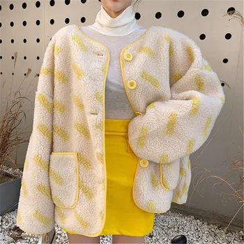 2019 Autumn Winter New Style Warm Cashmere Coat Contrast Color Single-breasted yellow Korean Winter Tops For Women 
2019 Autumn Winter New Style Warm Cashmere Coat Contrast Color Single-breasted yellow Korean Winter Tops For Women