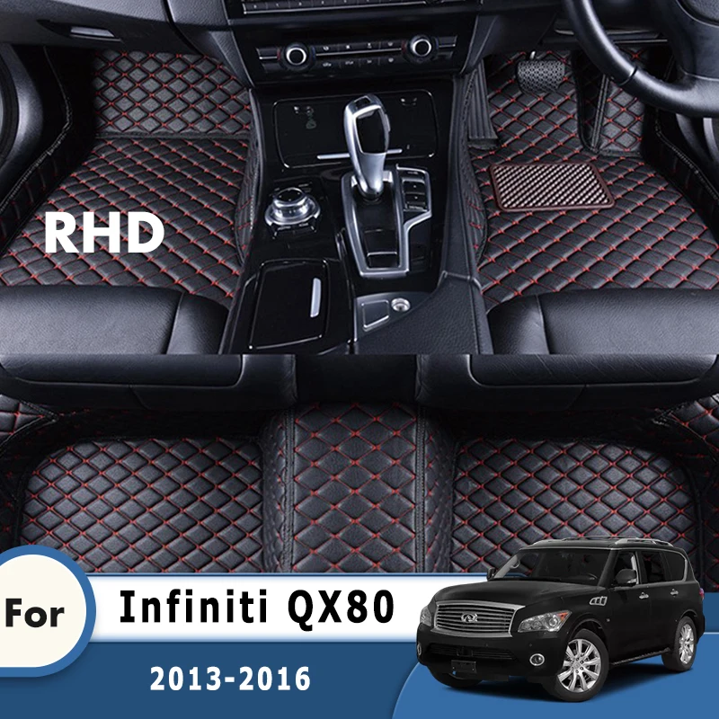 

RHD Car Floor Mats For Infiniti QX80 2013 2014 2015 2016 Carpets Auto Parts Interior Rugs Pedals Covers Custom Foot Waterproof