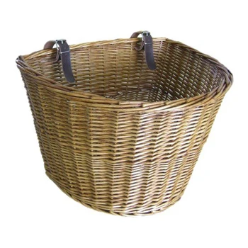 Retro, Handmade, Wicker Bicycle Front Basket with Leather Straps 
Retro, Handmade, Wicker Bicycle Front Basket with Leather Straps