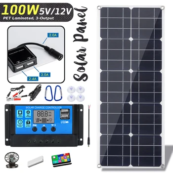 Hot Sales 100W 18V Monocrystaline Solar Panel Dual 12V/5V DC USB Charger Kit with 10A Solar Controller & Cables for Outdoor
Hot Sales 100W 18V Monocrystaline Solar Panel Dual 12V/5V DC USB Charger Kit with 10A Solar Controller & Cables for Outdoor
