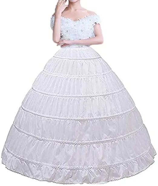 

Women Crinoline 6 Hoops Skirt Ball Gown Petticoats Slips Floor Length Full Shape Underskirts for Wedding Dress