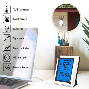 New LCD Digital Temperature Humidity Meter Indoor Outdoor hygrometer thermometer Weather Station with Alarm Clock for Home Offic
New LCD Digital Temperature Humidity Meter Indoor Outdoor hygrometer thermometer Weather Station with Alarm Clock for Home Offic