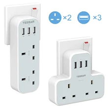 TESSAN Multiple Plug Exdersion Power Strip with 2 AC Outlets and 3 USB Charging Ports, UK Wall Socket Charger for Phone, Tablet
TESSAN Multiple Plug Exdersion Power Strip with 2 AC Outlets and 3 USB Charging Ports, UK Wall Socket Charger for Phone, Tablet