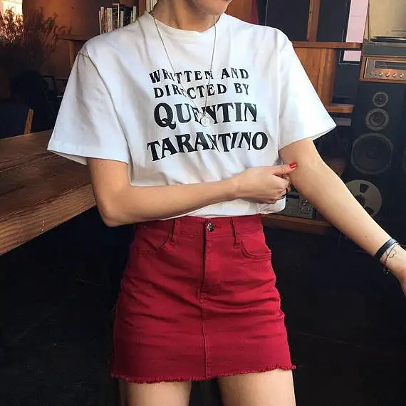 Топ для женщин Подарки футболка Тарантино фильм вентилятор Квентин футболки