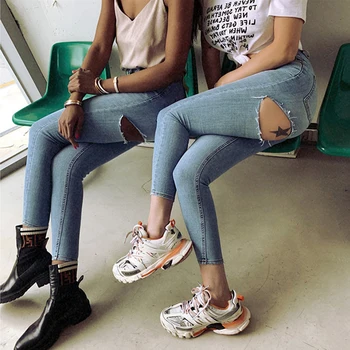 Skinny Denim Jeans for Women High Waist Ripped Holes Female Pencil Jeans2020Streetwear Women Denim Blue Trousers
Skinny Denim Jeans for Women High Waist Ripped Holes Female Pencil Jeans2020Streetwear Women Denim Blue Trousers