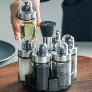 Glass seasoning jar salt sugar set combination moisture-proof sealed household kitchen vertical seasoning box WJ111138
Glass seasoning jar salt sugar set combination moisture-proof sealed household kitchen vertical seasoning box WJ111138