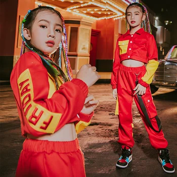 New Jazz Dance Costume Children Red Suit Girls Autumn Long Sleeve Hip Hop Dance Set Girls Drums Performance Costumes DL4648 
New Jazz Dance Costume Children Red Suit Girls Autumn Long Sleeve Hip Hop Dance Set Girls Drums Performance Costumes DL4648