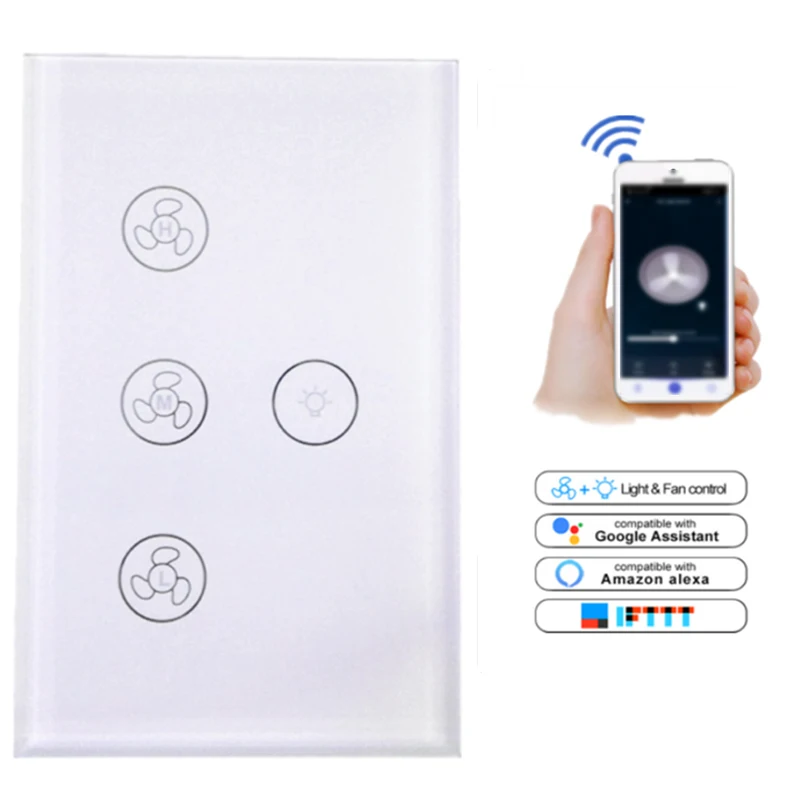 Smart WiFi Fan Light Switch Wall-mounted Ceiling Fan Light Switch Available Alexa Google Home Assistant
Smart WiFi Fan Light Switch Wall-mounted Ceiling Fan Light Switch Available Alexa Google Home Assistant
