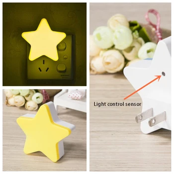 Plastic LED Night Light Plug-In Wall Lamp Nursery light For Bedroom Star Shape Lighting Sensor Control
Plastic LED Night Light Plug-In Wall Lamp Nursery light For Bedroom Star Shape Lighting Sensor Control