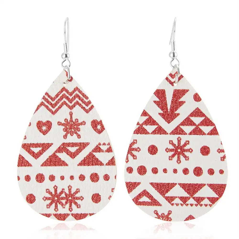 1 pair christmas elk dangle earring snowflake teardrop drop
