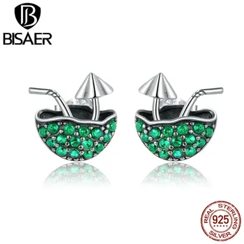 BISAER Genuine 925 Sterling Silver Coconut Stud Earrings Green Zircon Earrings For Women Summer Drink Jewelry HSE908 
BISAER Genuine 925 Sterling Silver Coconut Stud Earrings Green Zircon Earrings For Women Summer Drink Jewelry HSE908