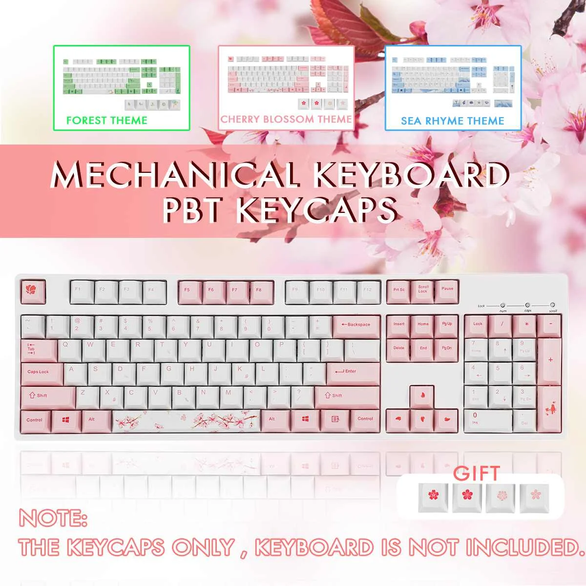 Three Themes Forest Sea Rhymes Cherry Blossom Keycaps 108 Keys PBT Sublimation Keycap Thermal Sublimation Process Only
Three Themes Forest Sea Rhymes Cherry Blossom Keycaps 108 Keys PBT Sublimation Keycap Thermal Sublimation Process Only