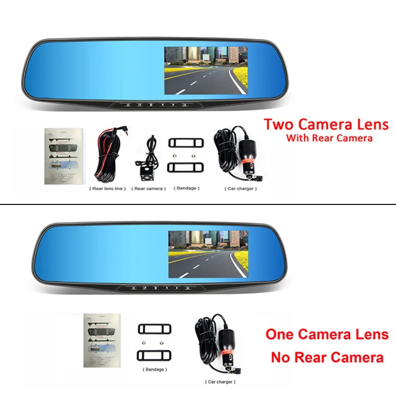 Новые Камеры Автомобиля Зеркало Заднего Вида Авто Видеорегистратор с Двумя