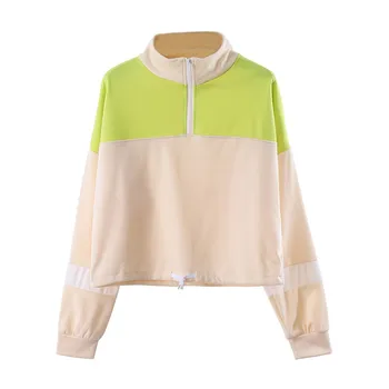 Fashion Contrast Color Sweatshirt Crop Top For Women Short Casual Long Sleeve Color Patchwork Zipper Sweatshirts Pullover Tee
Fashion Contrast Color Sweatshirt Crop Top For Women Short Casual Long Sleeve Color Patchwork Zipper Sweatshirts Pullover Tee