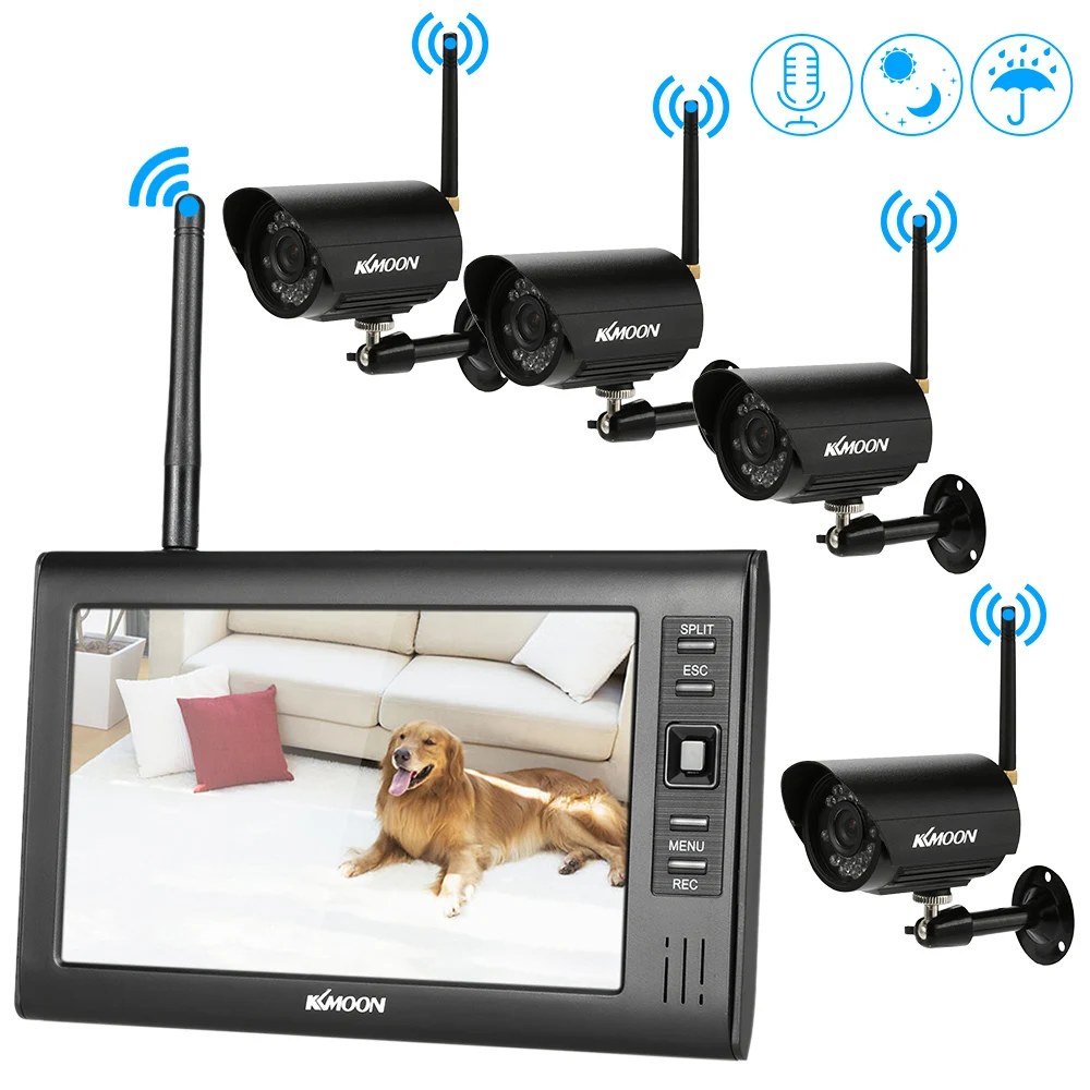 KKmoon Wireless 2.4GHz 7" TFT Digital LCD Display Monitor 4 Channel Quad DVR + 4 IR Night Vision Waterproof Camera
KKmoon Wireless 2.4GHz 7" TFT Digital LCD Display Monitor 4 Channel Quad DVR + 4 IR Night Vision Waterproof Camera
