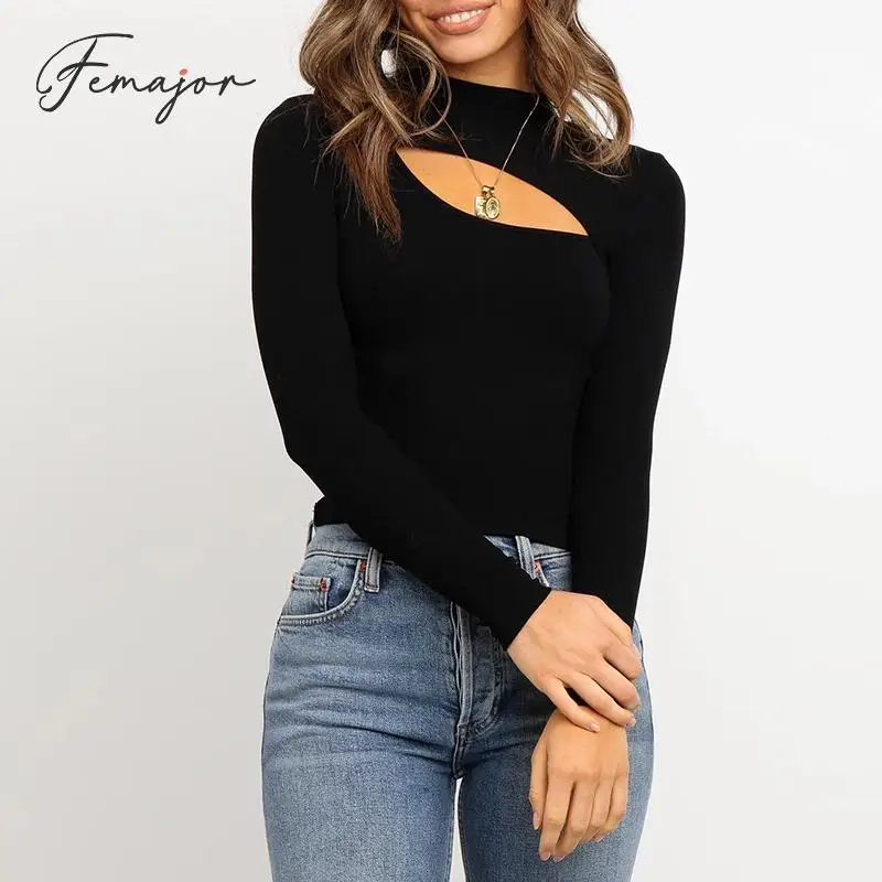 Femajor Winter Sexy Black Hollow out Knitted T-Shirt Female Fashion Turtleneck Stretchy Pit Tops Jumper Women Plus Size Clothing
Femajor Winter Sexy Black Hollow out Knitted T-Shirt Female Fashion Turtleneck Stretchy Pit Tops Jumper Women Plus Size Clothing