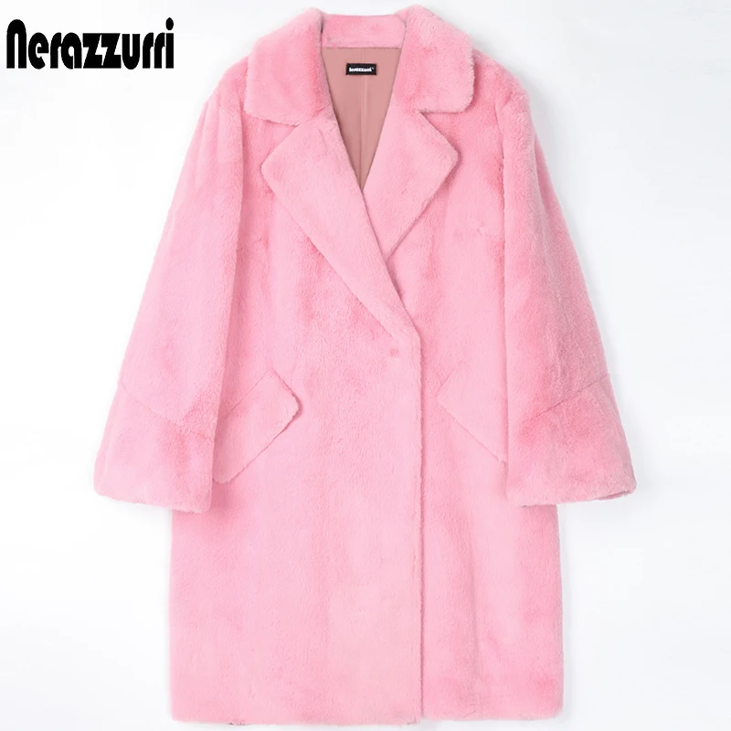 Nerazzurri Winter Pink Warm faux fur coat women flare sleeve lapel Pockets Casual Soft Fluffy jacket Korean Style Fashion 2021
Nerazzurri Winter Pink Warm faux fur coat women flare sleeve lapel Pockets Casual Soft Fluffy jacket Korean Style Fashion 2021