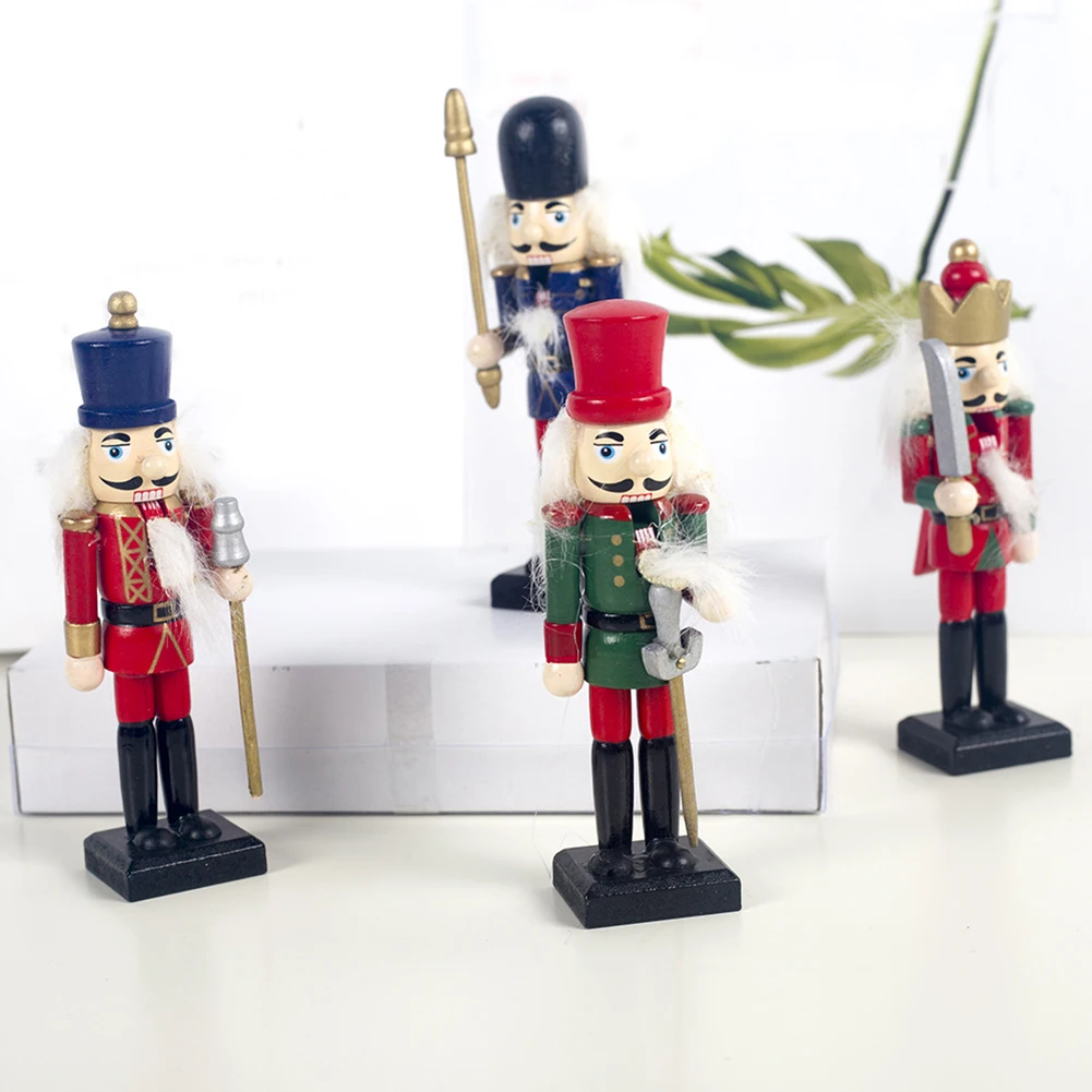 4pcs wooden nutcracker doll soldier handmade puppet for