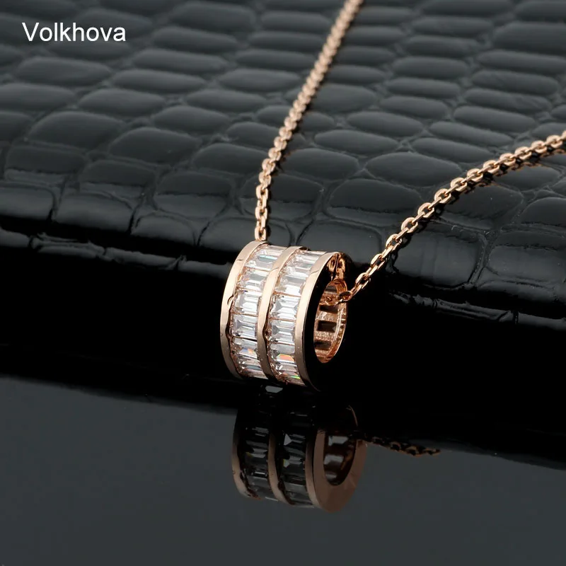 

2022 Charming Fashion Simple Jewelry Full Zircon Necklace Rose Gold Color Jewelry Pendant For Women Party Gift