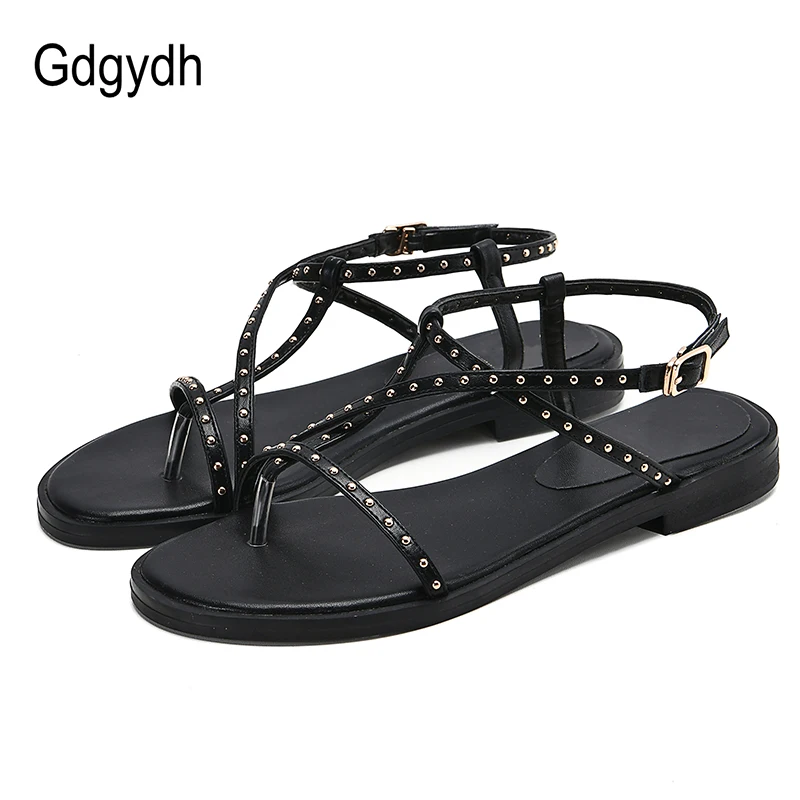 Gdgydh Fashion Rivets Summer Flat Sandal For Women Flip Flops Open Toe Gladiator Sandals Genuine Leather Black Comfort Drop Ship
Gdgydh Fashion Rivets Summer Flat Sandal For Women Flip Flops Open Toe Gladiator Sandals Genuine Leather Black Comfort Drop Ship