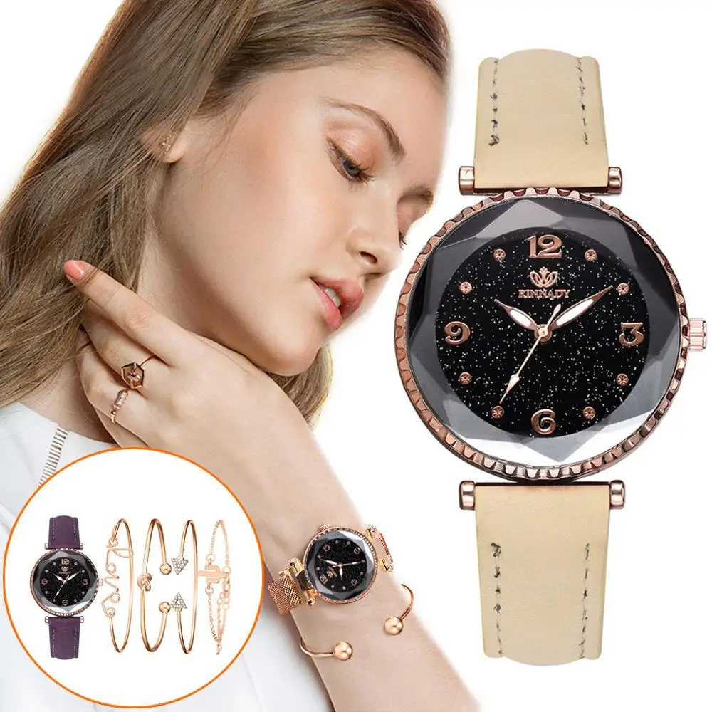 Women Watch sky star Luxury Bracelet set Watches Ladies Casual Leather Band Quartz Wristwatch Female Clock zegarek damski @7 
Women Watch sky star Luxury Bracelet set Watches Ladies Casual Leather Band Quartz Wristwatch Female Clock zegarek damski @7