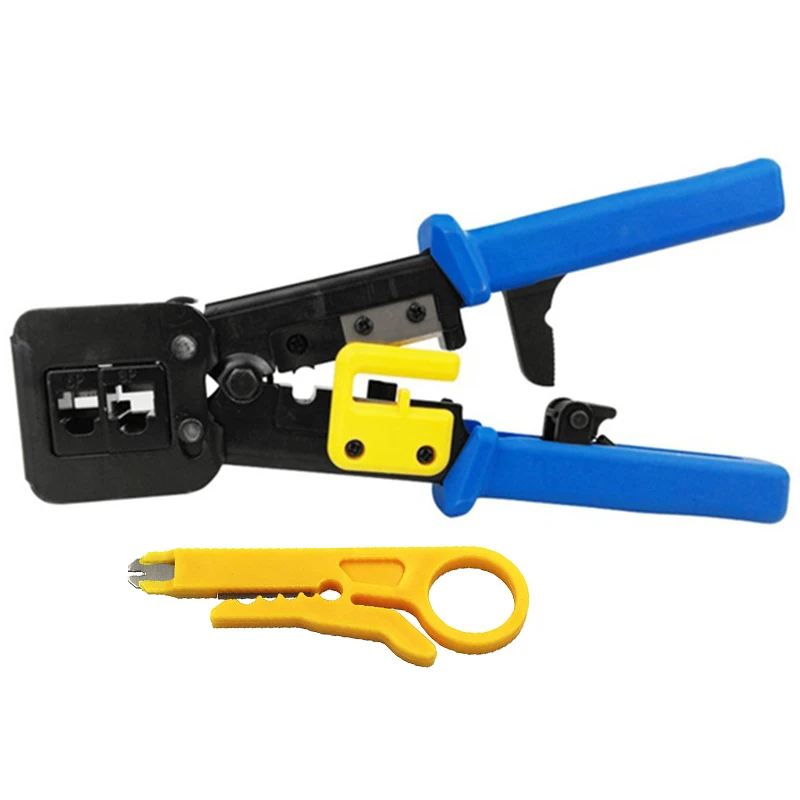 ELEG-Ez Rj45 Crimp Tool for Cat 5 / Cat 6 Ez Pass- Through Connectors for Ethernet Cable Ratchet Ethernet Cable Crimping Tool Se 
ELEG-Ez Rj45 Crimp Tool for Cat 5 / Cat 6 Ez Pass- Through Connectors for Ethernet Cable Ratchet Ethernet Cable Crimping Tool Se