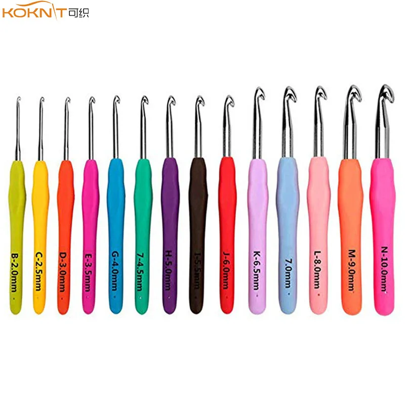 1 Piece 2mm(B)-10mm(N) Ergonomic Crochet Hooks Extra Long Crochet Needles Yarn Weave Knitting Needles Hooks Hook for Any Yarns (8)