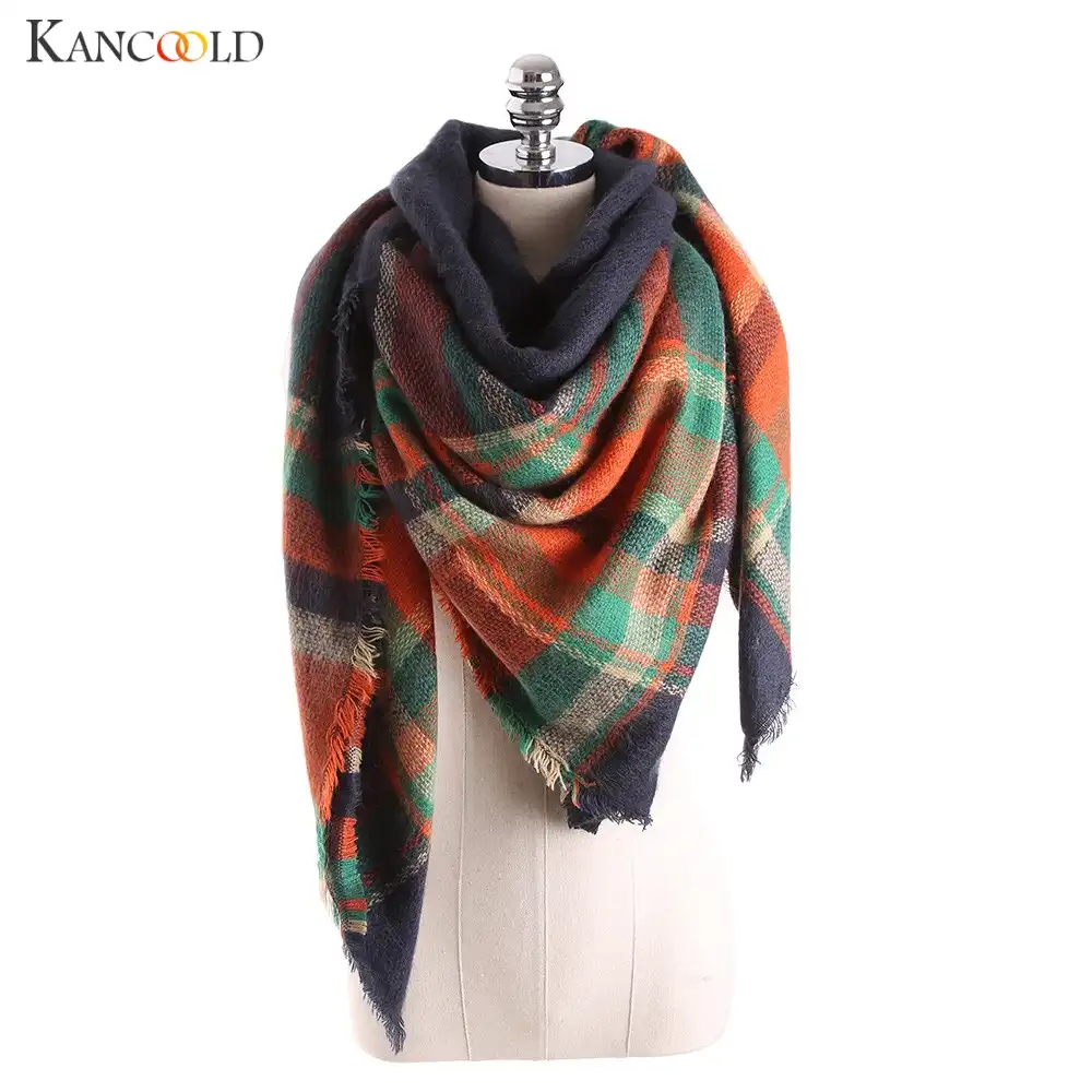 kancoold scarf fashion plaid uk shawl cashmere warm women scarf
