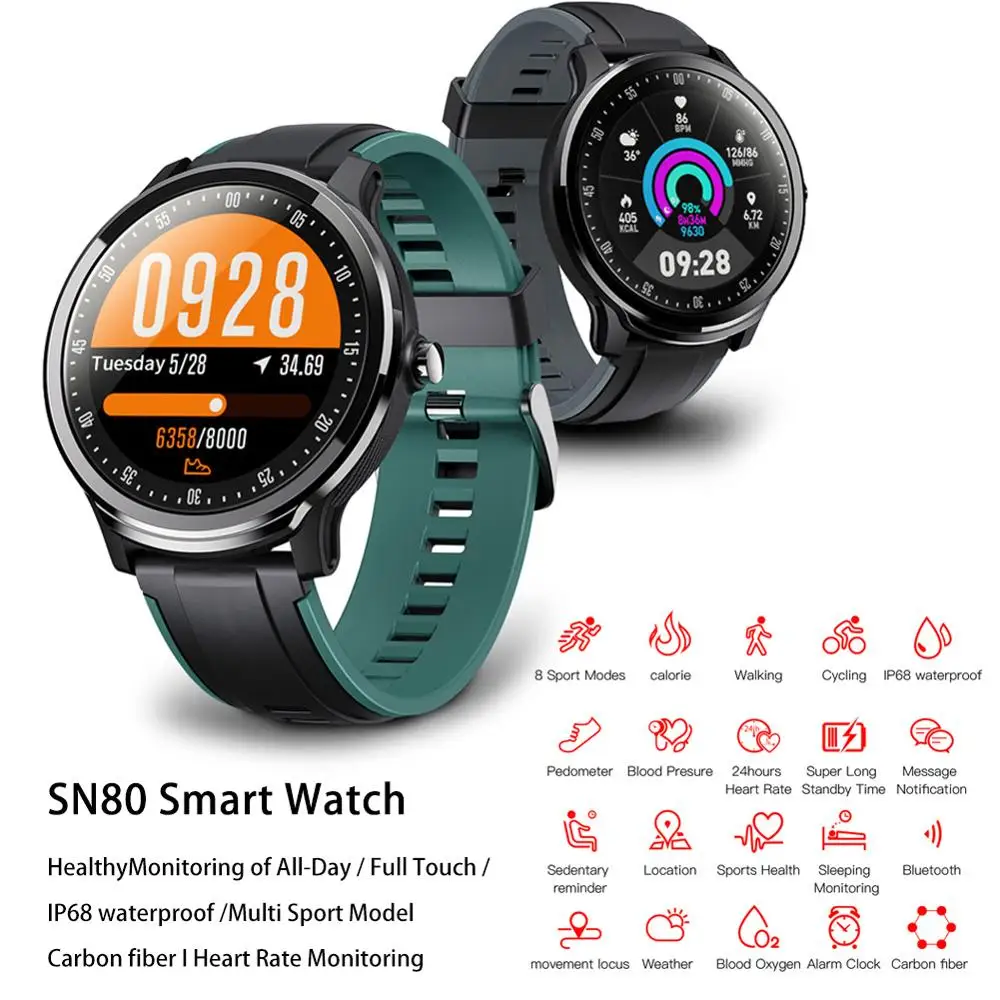 SN80 Smart Watch Sport Band 1.3 Inch Color Screen Waterproof Heart Rate Blood Pressure Receive Information Call Alert
SN80 Smart Watch Sport Band 1.3 Inch Color Screen Waterproof Heart Rate Blood Pressure Receive Information Call Alert