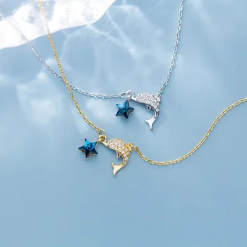 Sea Animal 100% real Sterling Silver 925 Fine Jewelry Blue Star dolphin white cz zirconia Pendant Necklace GTLX1975
Sea Animal 100% real Sterling Silver 925 Fine Jewelry Blue Star dolphin white cz zirconia Pendant Necklace GTLX1975