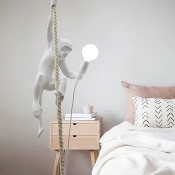 Modern Resin Creative Art Monkey pendant lights Loft ambilight Monkey white black Monkey Vintage Hemp Rope hanging lamp
Modern Resin Creative Art Monkey pendant lights Loft ambilight Monkey white black Monkey Vintage Hemp Rope hanging lamp